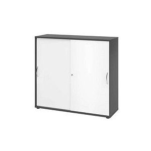 HAMMERBACHER Schiebetürenschrank 1753S, V1753S/G/W/BM grafit, weiß 2 Fachböden 120,0 x 40,0 x 110,0 cm