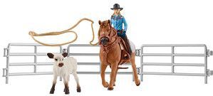 Schleich® Farm World 42577 Team Roping mit Cowgirl Spielfiguren-Set