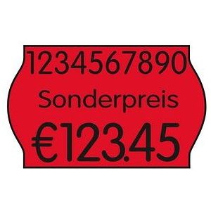 PrinterLabels AS Preisetiketten leuchtrot permanent 26,0 x 16,0 mm, 12 Rollen