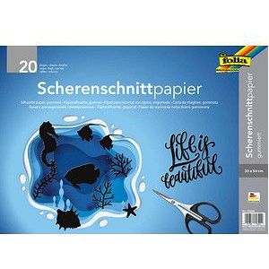 folia Scherenschnittpapier gummiert schwarz 105 g/qm 20 Bogen