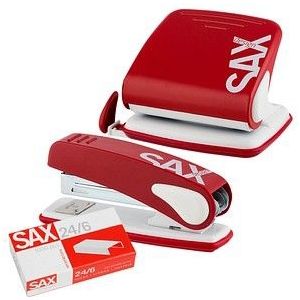 sax design Locher und Heftgeräte Set Century Line rot