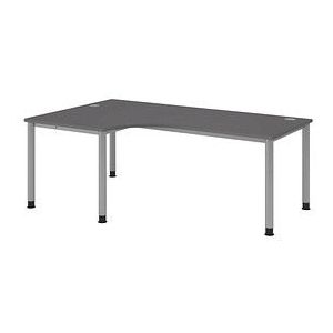 HAMMERBACHER HS82 höhenverstellbarer Schreibtisch grafit L-Form, 5-Fuß-Gestell silber 200,0 x 80,0/120,0 cm
