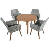 Garden Pleasure Sitzgruppe RAPALLO/ARVADA dunkelgrau, grau Kunststoff, Holz, 5-teilig