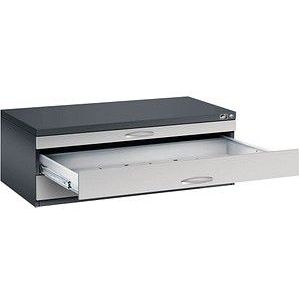 CP 7100 Planschrank schwarzgrau, weißaluminium 3 Schubladen 110,0 x 76,5 x 42,0 cm