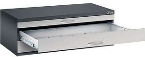 CP 7100 Planschrank schwarzgrau, weißaluminium 3 Schubladen 110,0 x 76,5 x 42,0 cm