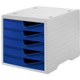 styro Schubladenbox styroswingbox  blau 275-8430.351, DIN C4 mit 5 Schubladen