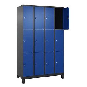 CP Schließfachschrank Classic Plus enzianblau, schwarzgrau 080010-403 S10032, 12 Schließfächer 120,0 x 50,0 x 195,0 cm