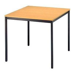 HAMMERBACHER Mehrzwecktisch buche quadratisch, Vierkantrohr schwarz, 80,0 x 80,0 x 72,0 cm