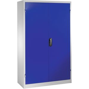 Materiaalkasten met 2 draaideuren, 4 etages en 3 laden ,B:1200,D:400,H:1950mm