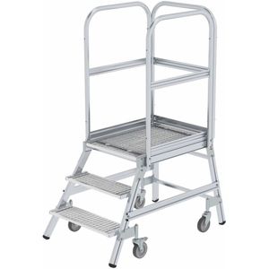 Bordestrap aluminium bordestrap enkelzijdig, 3 treden incl. platform ,B:770,D:1240,H:0mm