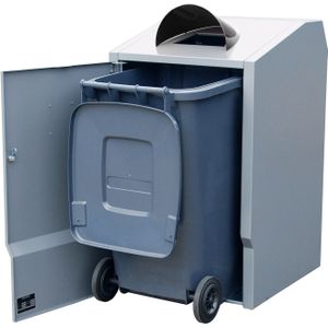 Minicontainer Afval en reiniging, ombouw voor 240 liter afvalcontainers  met inwerpopening incl. dak.