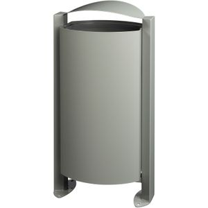 Vrijstaande buitenafvalbak stalen afvalbak op voet L:528,B:440,H:1015mm grijs. 100ltr