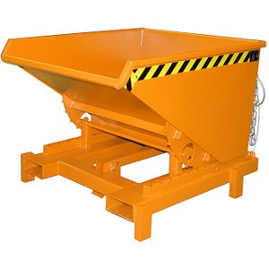 Kiepbak zelfkieper met automatische en/of manuele ontgrendeling L:1310,B:1105,H:970mm oranje. 600ltr Laadvermogen (kg): 4000.