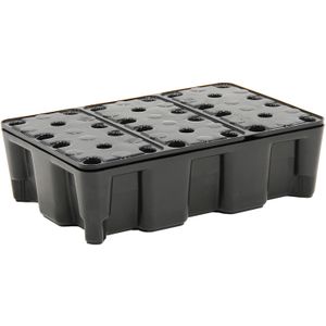 Kunststof lekbakken opvangbak modulaire lekbak, met rooster - 25 liter  - L:600 x B:400 x H:180mm - Zwart - 25ltr Laadvermogen (kg): 125.