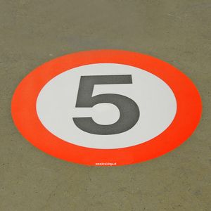 Vloermarkering en tape maximaal 5 km/h L:430,B:430,H:0mm rood