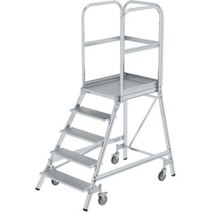 Bordestrap aluminium bordestrap enkelzijdig, 5 treden incl. platform ,B:880,D:1500,H:0mm