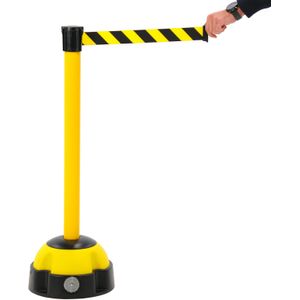 Afbakening veiligheid markering staander met riem van 4 meter L:4000,B:60,H:985mm geel