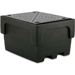 Kunststof lekbakken opvangbak voor IBC met roosterbodem  - L:1460 x B:1170 x H:880mm - Zwart - 1100ltr Laadvermogen (kg): 1500.