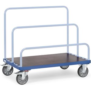 Glas/platencontainer glas/platenwagen op wielen ZONDER insteekbeugels L:1200,B:800,H:0mm blauw Laadvermogen (kg): 1200.