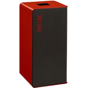 Afvalbak metalen afvalbak sorteerinstallatie  - L:380 x B:380 x H:760mm - Rood - 40ltr