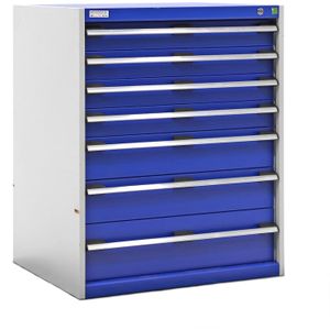 Gebruikte Werkplaatskasten ladekast met 7 laden ,B:650,D:800,H:1000mm grijs