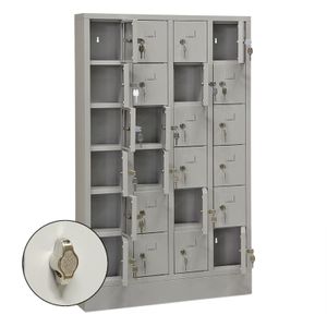 Lockerkasten 24 deuren (hangsluiting) ,B:800,D:150,H:1310mm grijs