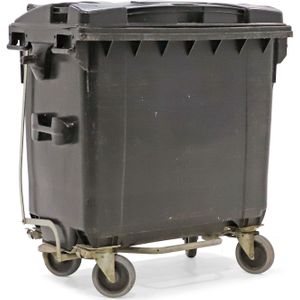 Afvalcontainer Afval en reiniging, geschikt voor kam-opname of middels DIN-adapters met scharnierend deksel en voetpedaal.