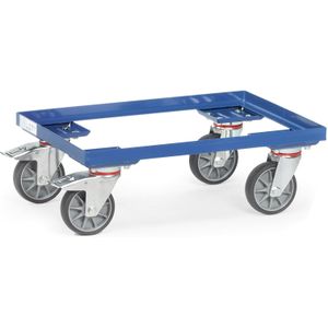 Onderwagen rolplateau geschikt voor eurobakken 600x400 mm L:605,B:405,H:182mm blauw Laadvermogen (kg): 250.