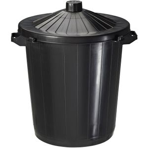 Vrijstaande buitenafvalbak kunststof afvalbak deksel met vergrendelingssysteem L:600,B:600,H:670mm zwart. 80ltr