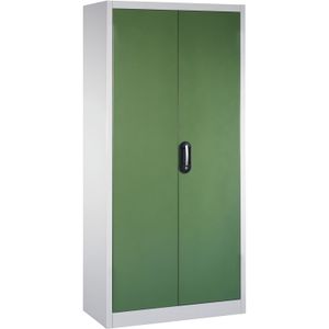 Materiaalkasten met 2 draaideuren, 6 etages en 4 laden ,B:930,D:500,H:1950mm groen
