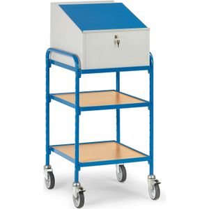 Fetra - Werkplaatswagen - Blauw - Schrijfblad - Opklapbaar - 2 Laadvlakken - Laadvermogen 150 kg