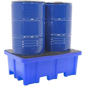 Kunststof lekbakken opvangbak voor 2 x 200 l vaten  - L:1220 x B:820 x H:330mm - Blauw - 230ltr Laadvermogen (kg): 650.