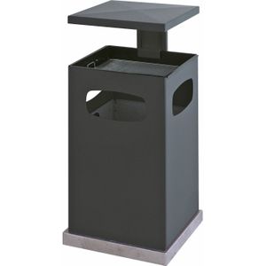Buitenasbak as- en papierbak met gegalvaniseerde binnenbak L:500,B:500,H:955mm grijs. 80ltr