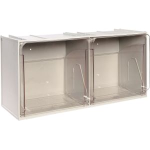 Magazijnbak kunststof assortimentskoffer met 2 vakken L:600,B:240,H:300mm grijs. 8.5ltr