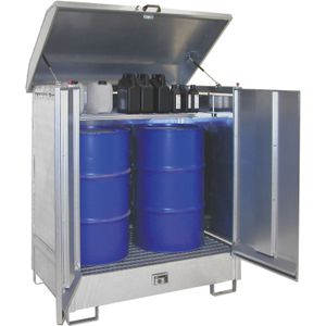 Depot voor gevaarlijke stoffen voor 1-2 200 l vaten L:1437,B:1015,H:1614mm zink