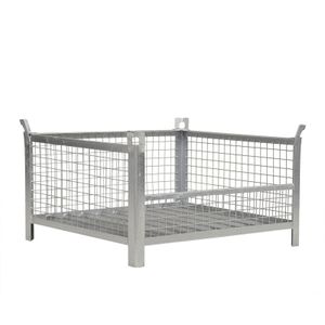 Gaascontainer vaste constructie vaste constructie stapelbaar 1 wand halfhoog L:1200,B:1000,H:670mm zink. 510ltr Laadvermogen (kg): 1000.