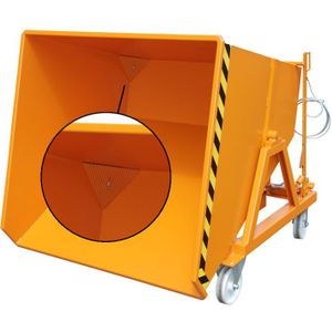Zelfkieper op wielen zeef + aftapkraan  - L:1220 x B:1050 x H:1115mm - Oranje - 400ltr Laadvermogen (kg): 1000.