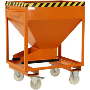 Silocontainer schuifsluiting 300x300 mm met inrijdkokers 175x65 mm, wielen + duwstang