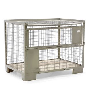 Gebruikte anti-diefstal gaascontainer 1 klep aan 1 lange zijde L:1240,B:835,H:970mm grijs. 771ltr Laadvermogen (kg): 1000.