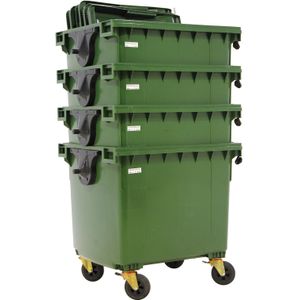 GFT container voor DIN-opname partij aanbieding L:1030,B:1370,H:1300mm groen. 1100ltr Laadvermogen (kg): 520.