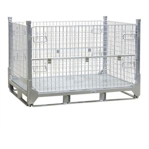 Gaascontainer stapelbaar en inklapbaar 1 klep aan 2 lange zijden L:1600,B:1200,H:1100mm zink. 1430ltr Laadvermogen (kg): 2000.