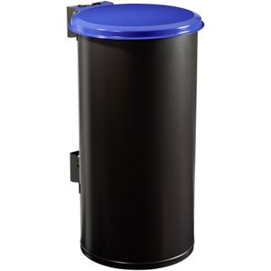 Buitenafvalbak met muurbevestiging stalen afvalbak L:470,B:420,H:770mm grijs. 80ltr
