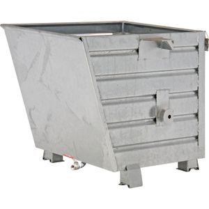 Kiepbak zelfkieper met geperforeerde tussenbodem en aftapkraan L:1000,B:800,H:900mm zink. 550ltr Laadvermogen (kg): 1000.