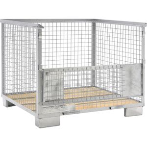 Gaascontainer vaste constructie vaste constructie stapelbaar 1 klep aan 1 lange zijde L:1240,B:835,H:970mm grijs. 771ltr Laadvermogen (kg): 1500.