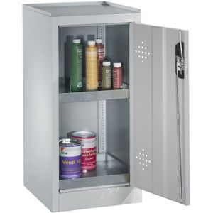 Milieukasten met 1 geperforeerde draaideur en 2 lekbakken  - B:500 x D:500 x H:1020mm - Grijs - 10ltr Laadvermogen (kg): 110.