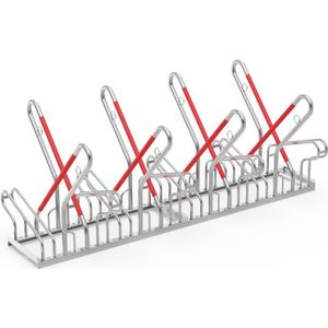 Fietsenrekken 8-delig, dubbelzijdig  - B:2160 x D:1200 x H:856mm - Zilverkleurig