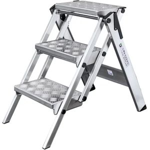 Kruizinga - Industrietrap - Enkelzijdig - 3 Treden incl. Platform - Aluminium - Stahoogte 690 mm