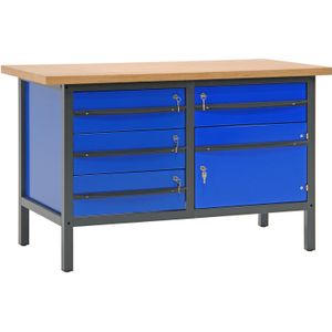 Werktafel, werkbank met 4 laden en 1 kast, 150 cm.