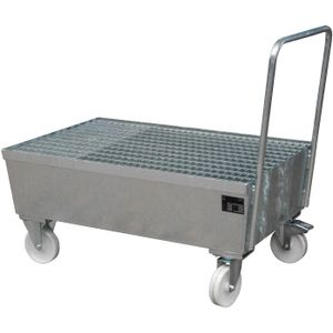 Verrijdbare opvangbakken voor 1-2 200 l vaten  - L:1200 x B:800 x H:1110mm - Zink