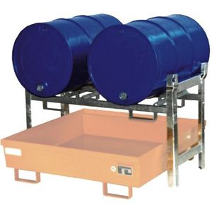 Lekbak Accessoires vatenstelling voor 1-2 200 l vaten  - L:1380 x B:580 x H:850mm - Zink Laadvermogen (kg): 400.